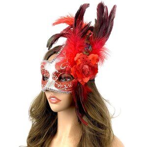 Women Costume Venetian mask Feather Masquerade Party Masks